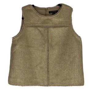 Banana Republic Womens Gold Blouse Size S Weave Textured Metallic Shell Top